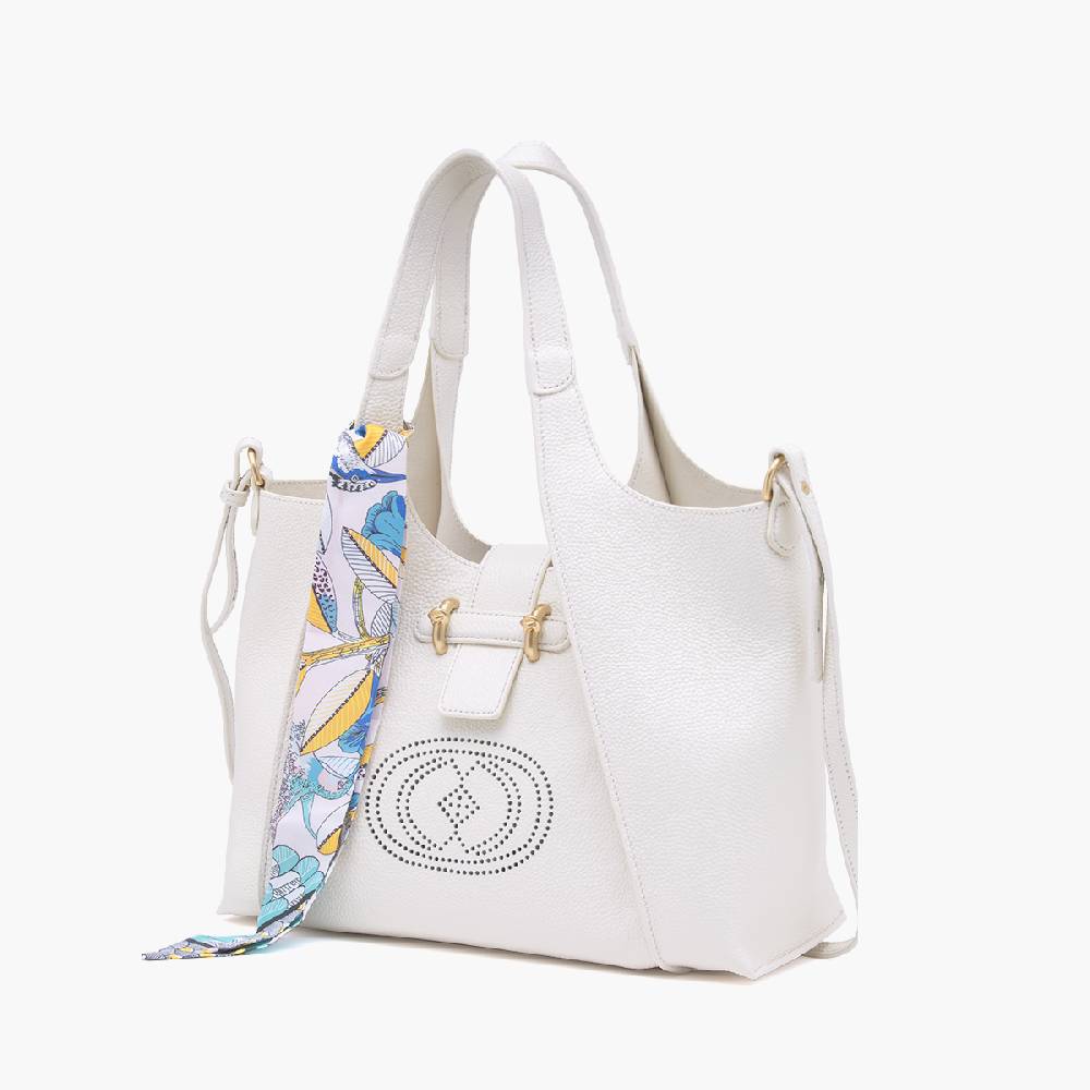 La Carrie BORSA SHOPPING DRILLED CREMA Nuova