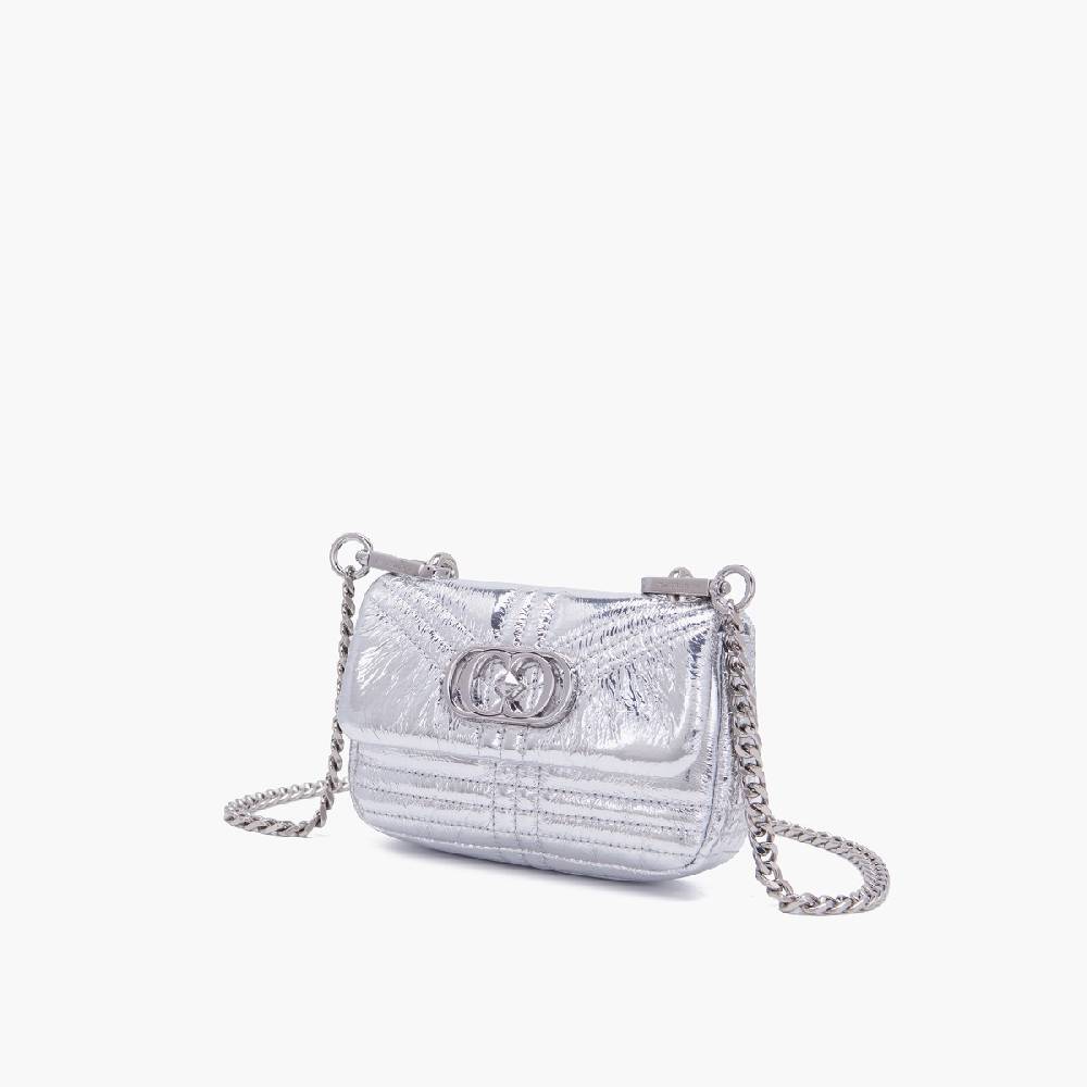 La Carrie MINI BORSA A SPALLA SHINY SILVER Vendita calda