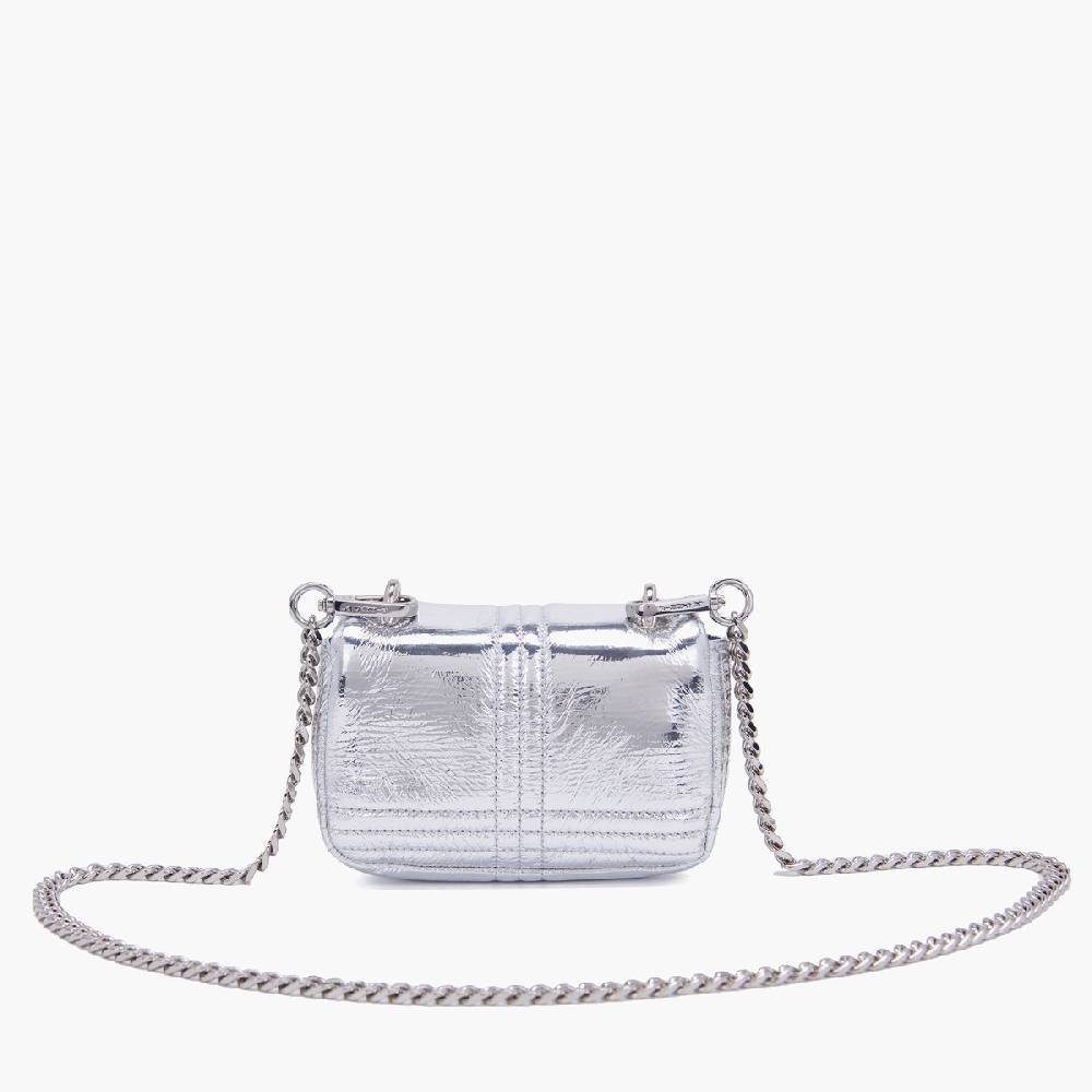 La Carrie MINI BORSA A SPALLA SHINY SILVER Vendita calda