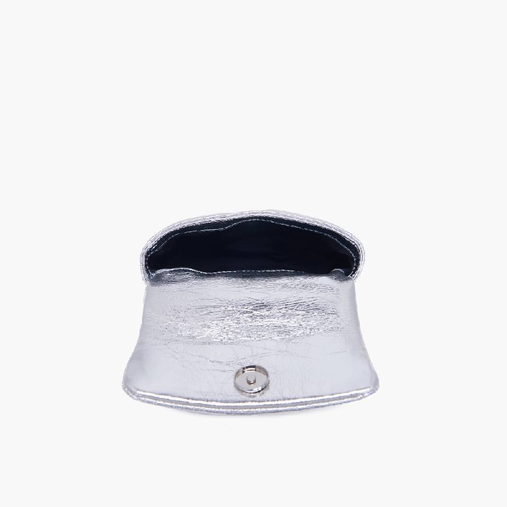 La Carrie MINI BORSA A SPALLA SHINY SILVER Vendita calda
