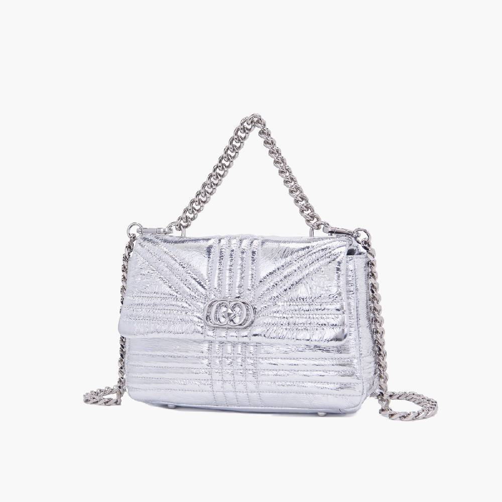 La Carrie BORSA A MANO SHINY SILVER Qualità