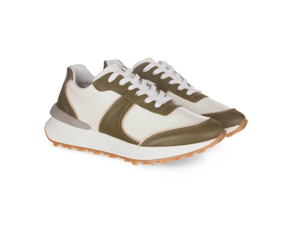 L.Pucci Missouri Leather White-Green Aviation Outlet