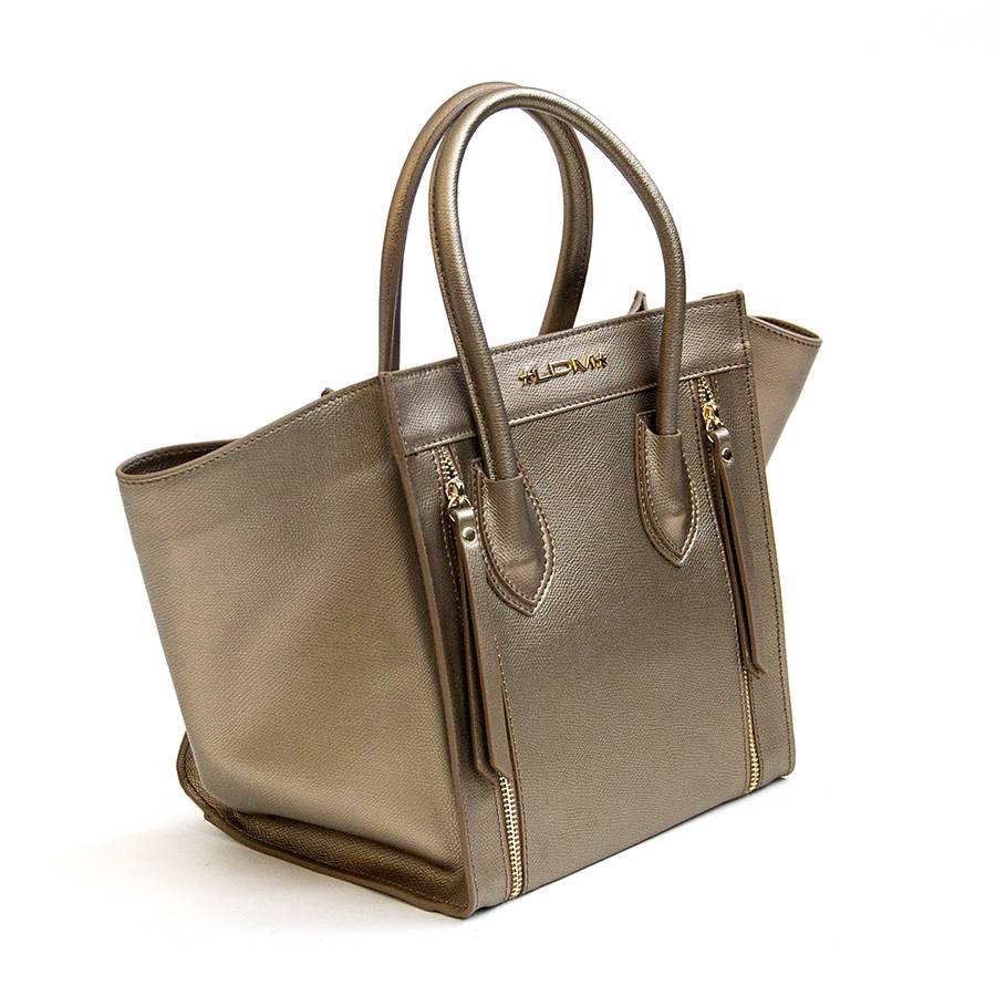 Laura Di Maggio ALIA – Borsa a trapezio in pelle saffiano bronzo Vendita Calda
