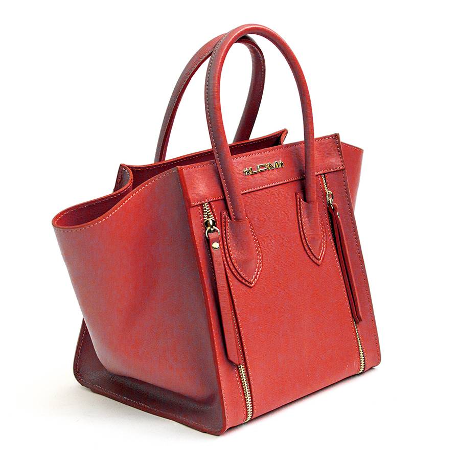 Laura Di Maggio ALIA – Borsa a trapezio in pelle saffiano corallo Vendita Economica