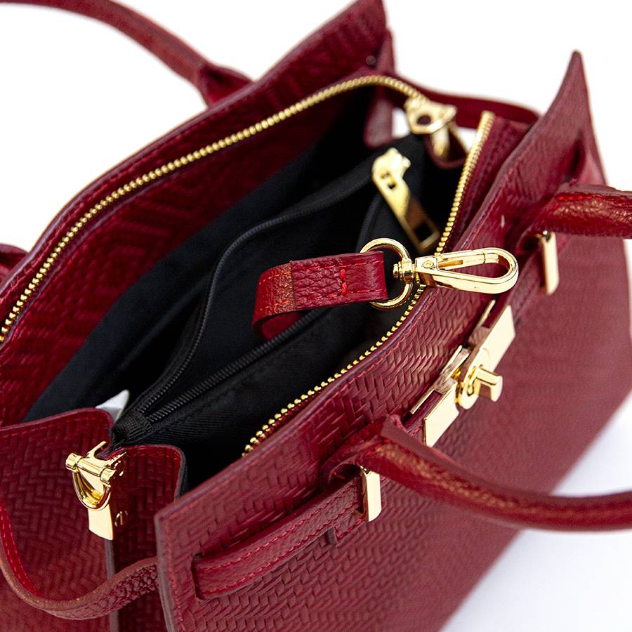 Laura Di Maggio KELLY – Borsa in pelle serigrafata rossa Italy