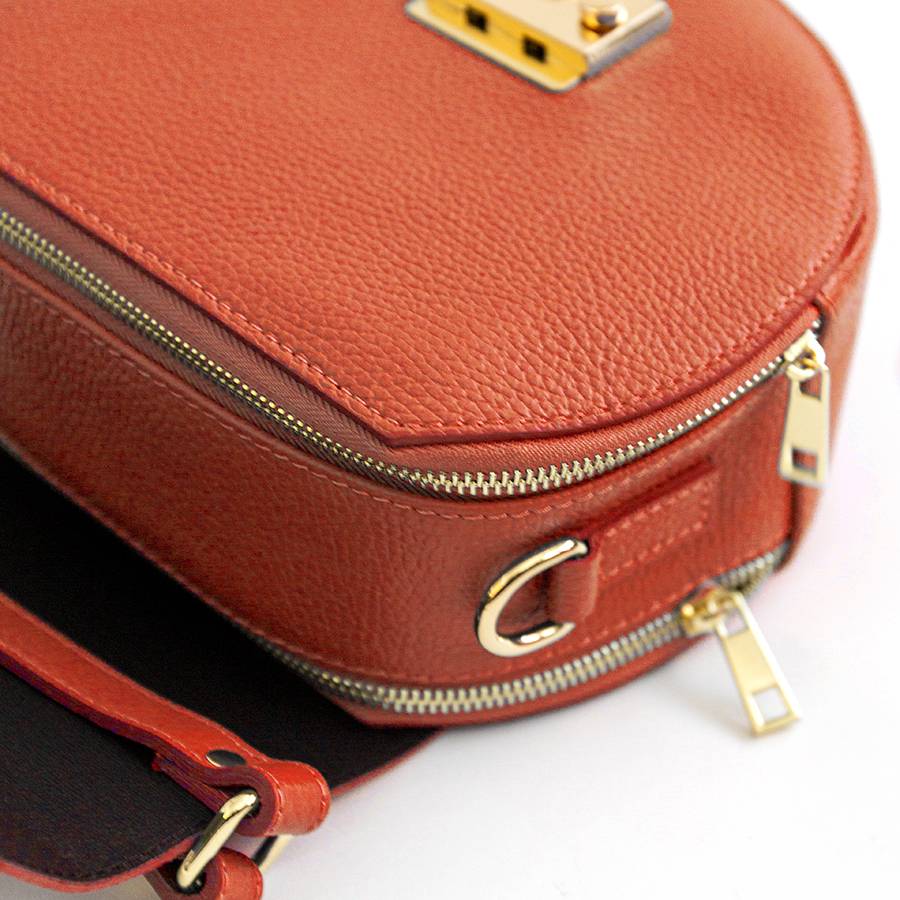 Laura Di Maggio CIRCLE – Borsa tonda in pelle arancio Nuovo
