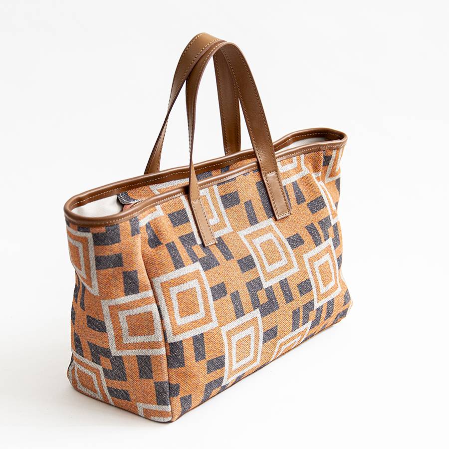Laura Di Maggio MILANO FANTASY – Borsa in pelle e camoscio stampato arancio Spedizione Gratuita