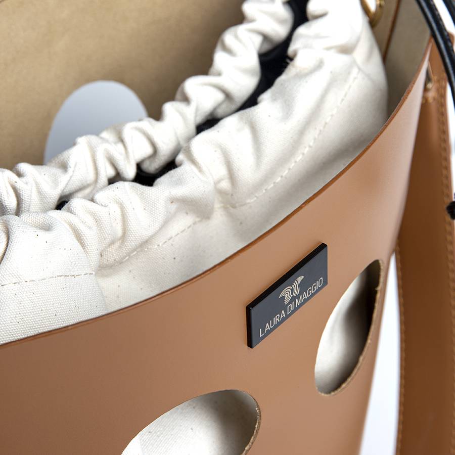 Laura Di Maggio NOAH BUCKET – Borsa in pelle elegant traforata cuoio Shopping Online