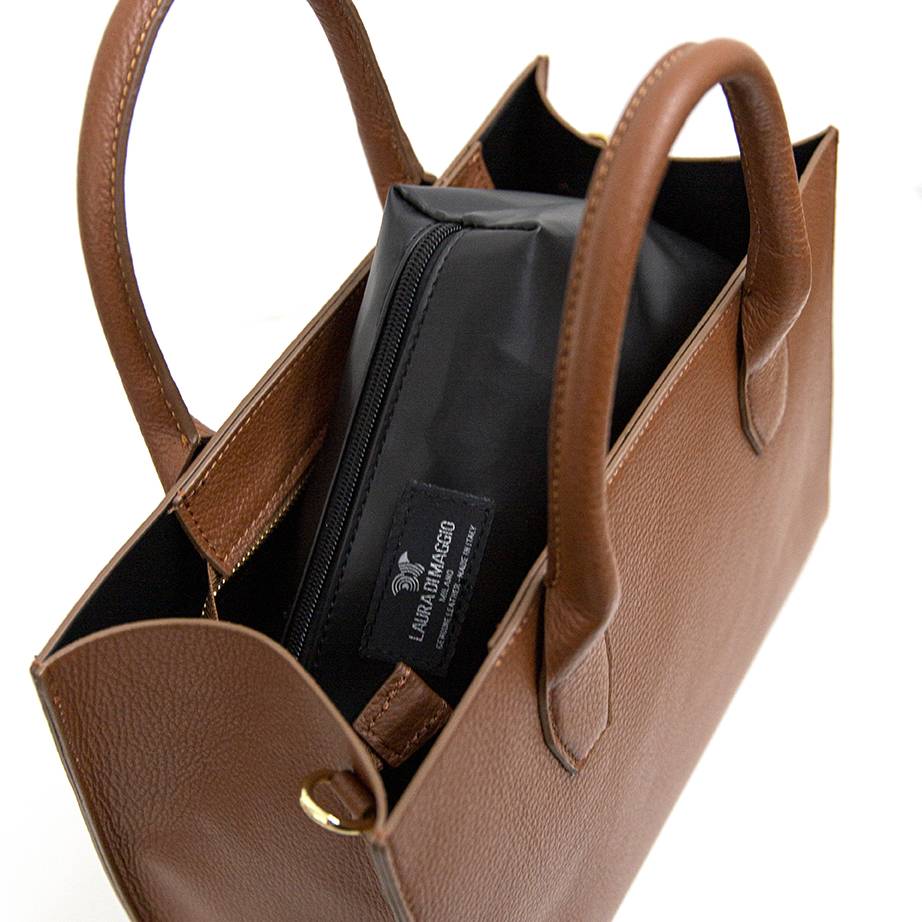 Laura Di Maggio MIRIAM – Borsa in pelle dollaro marrone Presa
