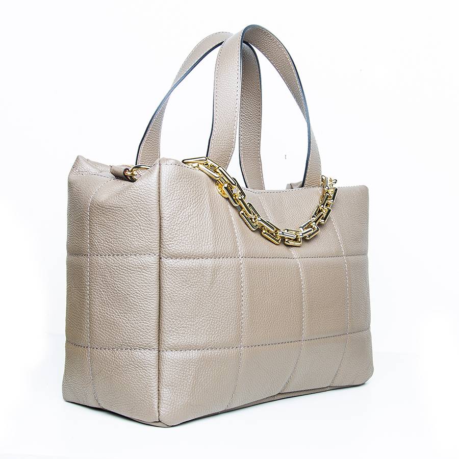 Laura Di Maggio TYRA – Borsa in pelle dollaro trapuntato beige I Più Venduti