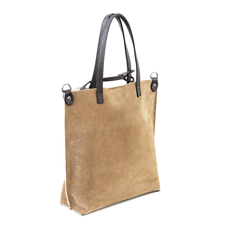 Laura Di Maggio TRUDI – borsa in camoscio ed eco montone taupe Qualità