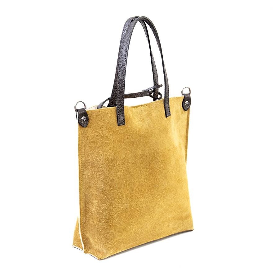 Laura Di Maggio TRUDI – borsa in camoscio ed eco montone ocra Vendita