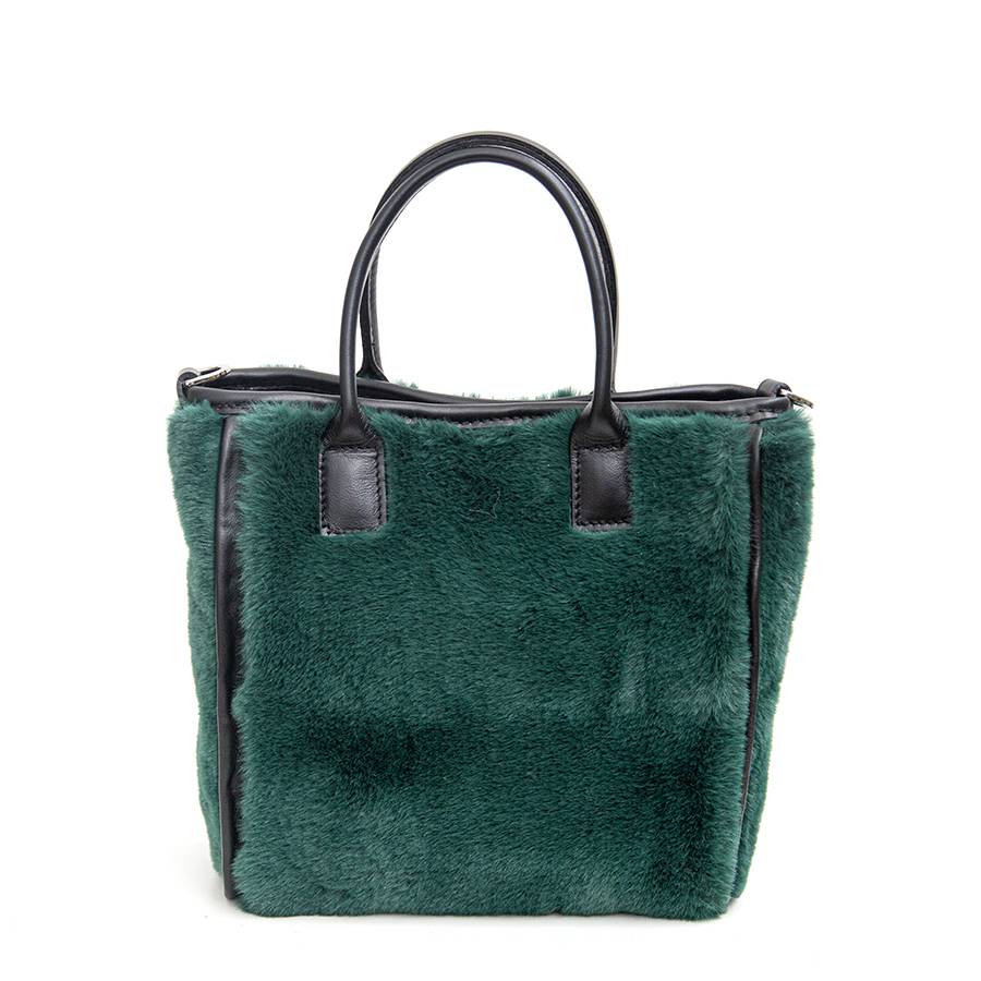 Laura Di Maggio MOSCA – Borsa in pelo ecologico e pelle soft verde Pezzi Unici