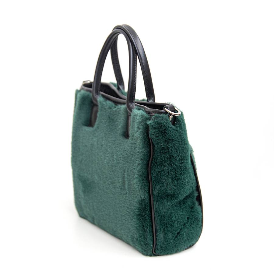 Laura Di Maggio MOSCA – Borsa in pelo ecologico e pelle soft verde Pezzi Unici