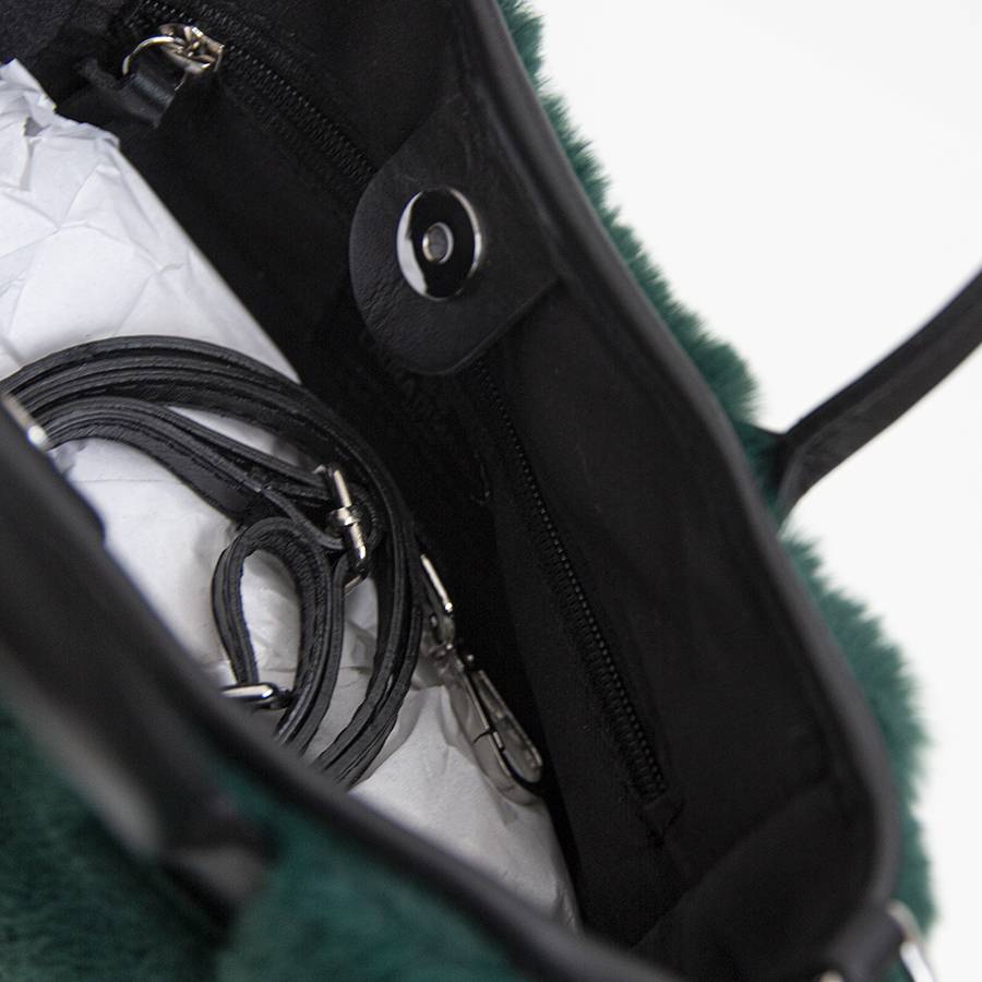 Laura Di Maggio MOSCA – Borsa in pelo ecologico e pelle soft verde Pezzi Unici