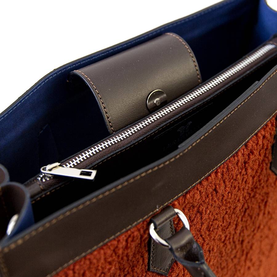 Laura Di Maggio WINNIE – borsa in pelle e tessuto testa di moro Soddisfazione Garantita