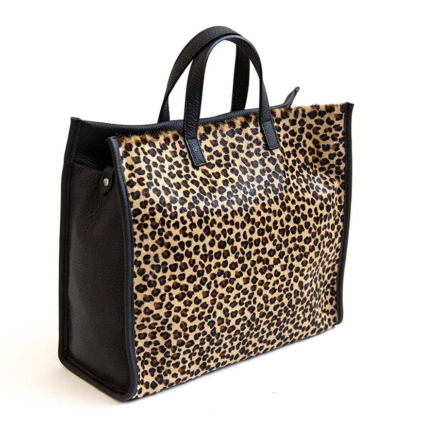 Laura Di Maggio ESSENCIAL – maxi borsa in pelle e cavallino maculato Promozione Limitata