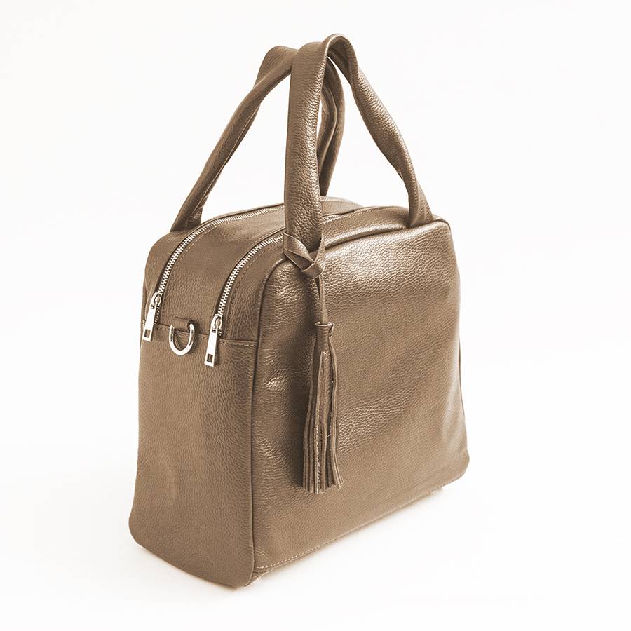 Laura Di Maggio SARA – bauletto a due zip in pelle taupe Economico