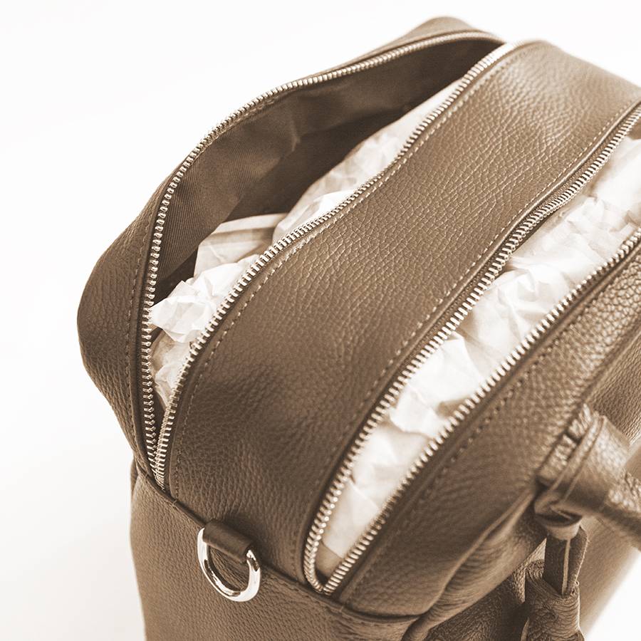 Laura Di Maggio SARA – bauletto a due zip in pelle taupe Economico