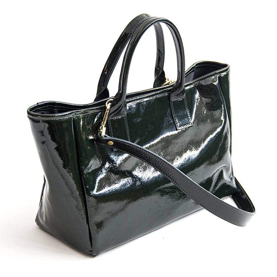 Laura Di Maggio MILANO VERNICE – borsa in pelle verniciata verdone Saldi