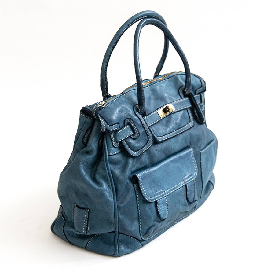 Laura Di Maggio GINEVRA – borsa in pelle slavata petrolio Vendita Calda