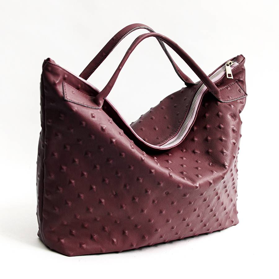Laura Di Maggio BIKER – borsa in pelle soft stampa chiodo bordeaux Vendita Economica