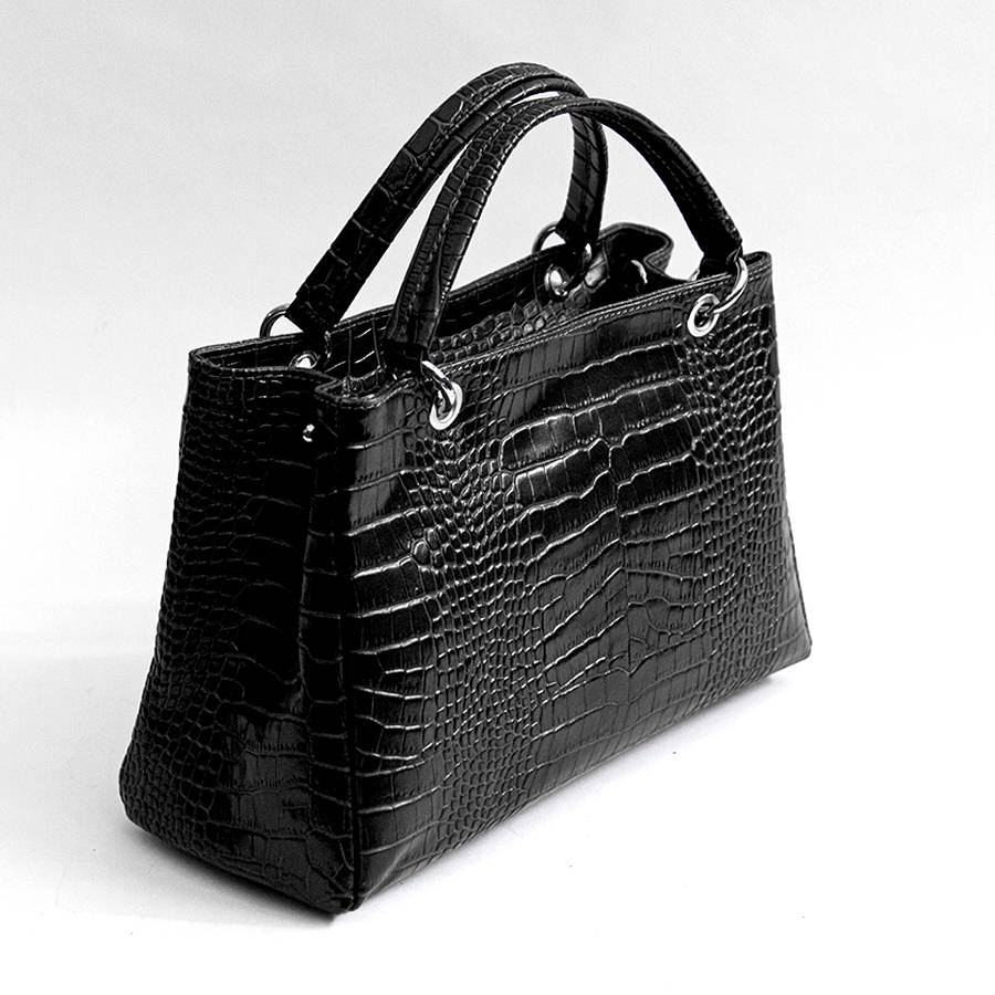 Laura Di Maggio MISTY – bauletto in pelle stampa cocco nero In Saldo