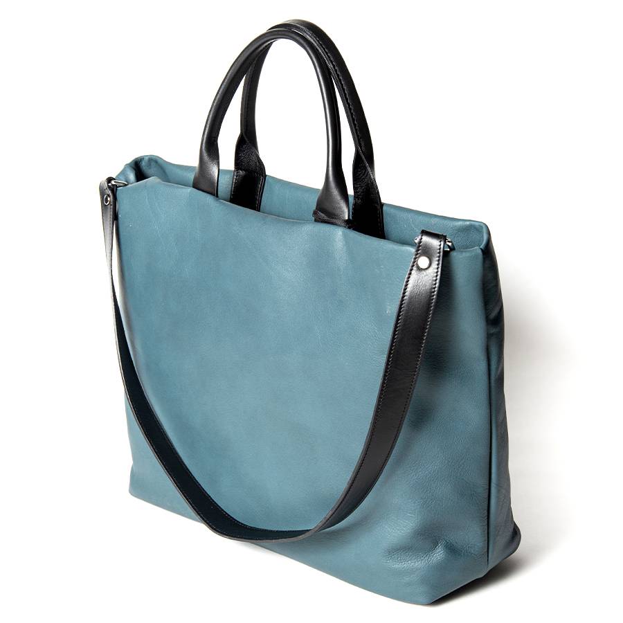 Laura Di Maggio IOLE – shopping in pelle nappa petrolio Nuovo