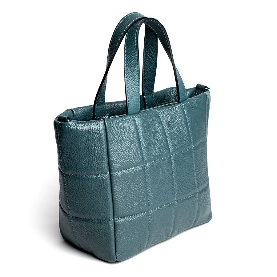 Laura Di Maggio AZZURRA – Tote bag in pelle trapuntata petrolio Qualità