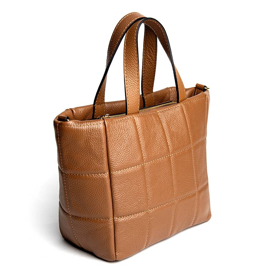 Laura Di Maggio AZZURRA – Tote bag in pelle trapuntata cuoio Vendita