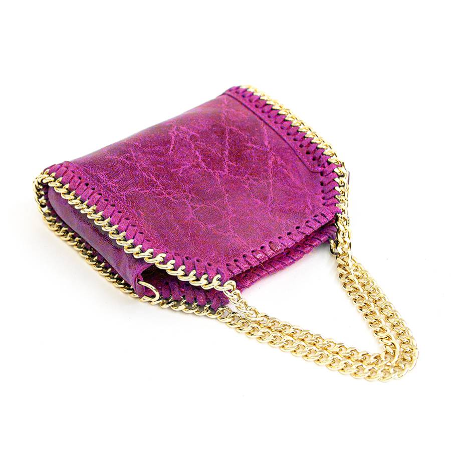 Laura Di Maggio LUMI – Borsa con catene in pelle vintage fuxia Sconto