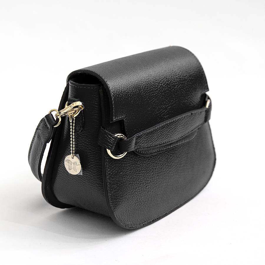 Laura Di Maggio SALLY – Postina con patta in pelle nera In Vendita