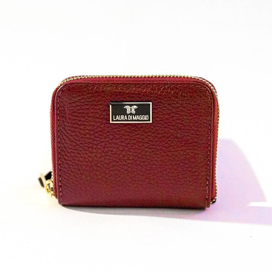 Laura Di Maggio PORTAFOGLIO Mini in pelle rosso Nuova
