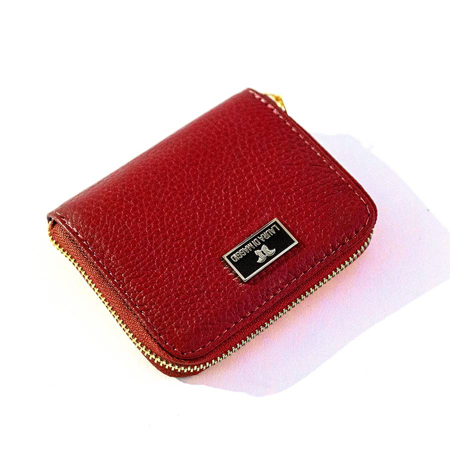 Laura Di Maggio PORTAFOGLIO Mini in pelle rosso Nuova