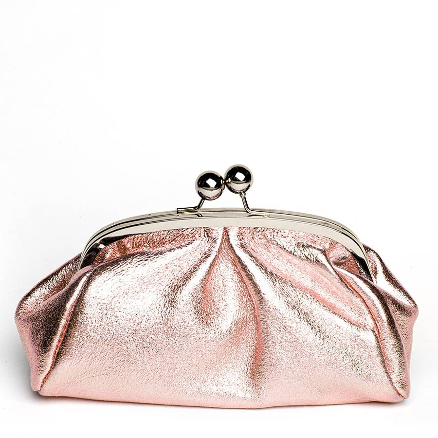 Laura Di Maggio CLUTCH – borsetta in pelle laminata cipria Fino Al -60%