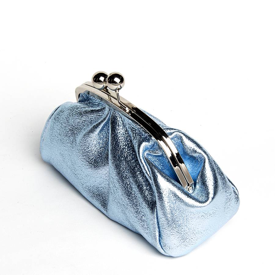 Laura Di Maggio CLUTCH – borsetta in pelle laminata azzurra Affare Del Giorno