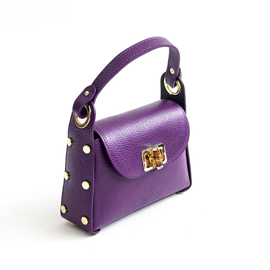 Laura Di Maggio BAMBU’ – borsetta con borchie in pelle viola Offerta
