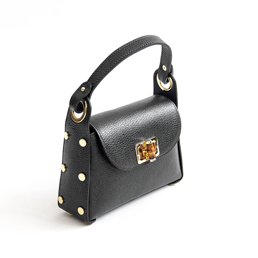 Laura Di Maggio BAMBU’ – borsetta con borchie in pelle nera Liquidazione