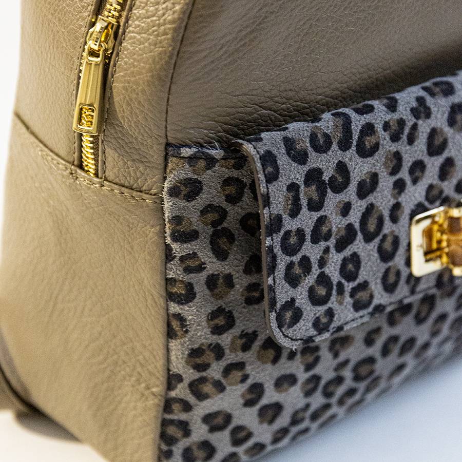 Laura Di Maggio NEMO – Zaino in pelle taupe & leopard Negozio