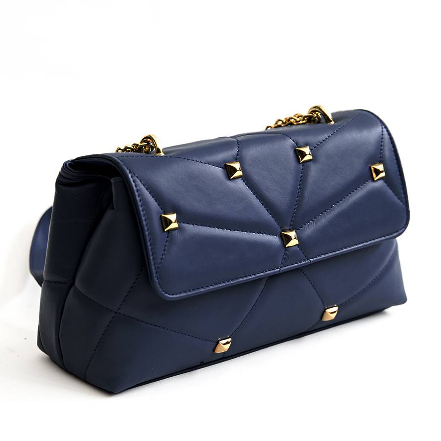 Laura Di Maggio MUSA – borsa in pelle nappa trapuntata con borchie notte Sottocosto