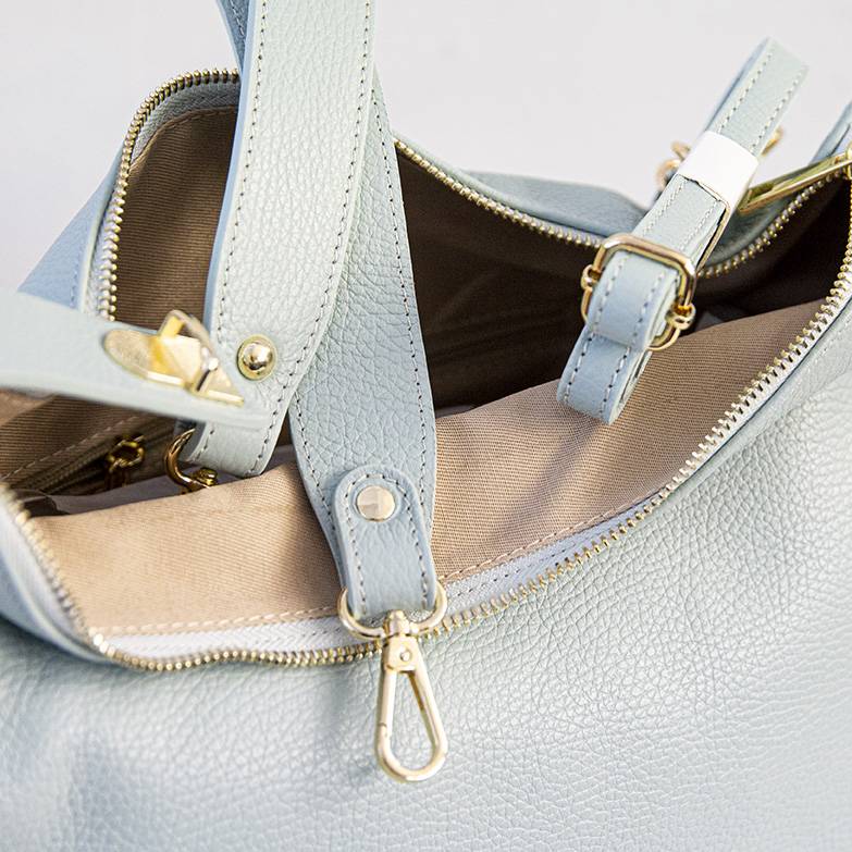 Laura Di Maggio STEFY – Sacca a spalla in pelle dollaro azzurro Outlet