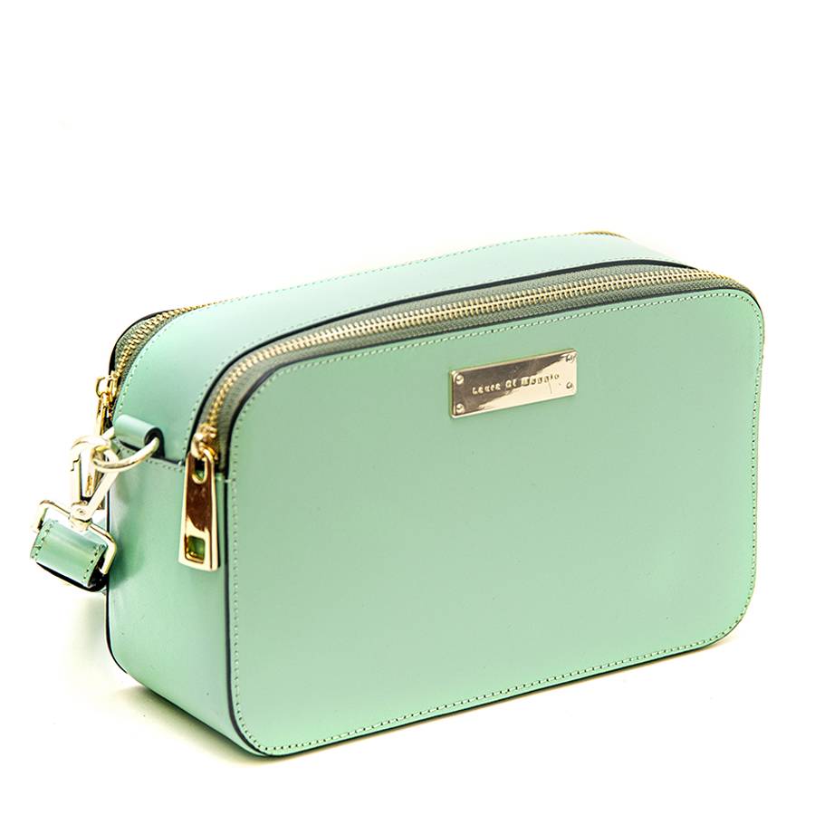 Laura Di Maggio ANDY – Borsa saponetta in pelle turchese In Vendita