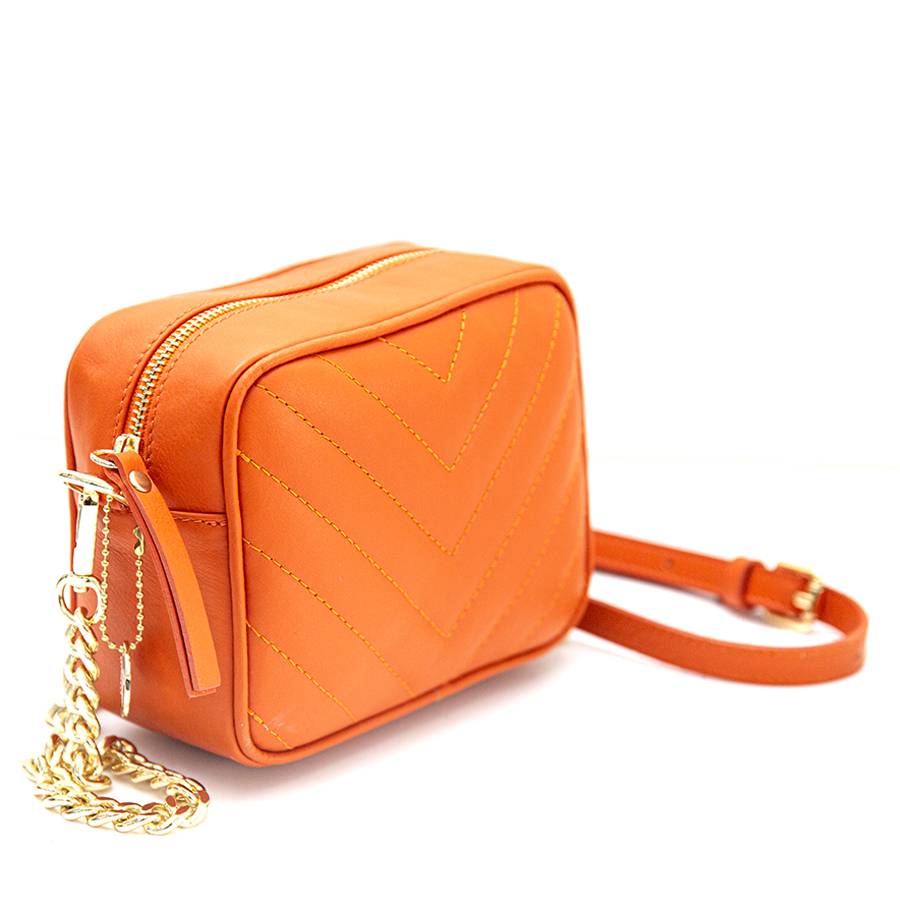 Laura Di Maggio COCCA – Borsa da Sera in Pelle Soft Trapuntato – Arancione Vendita Calda