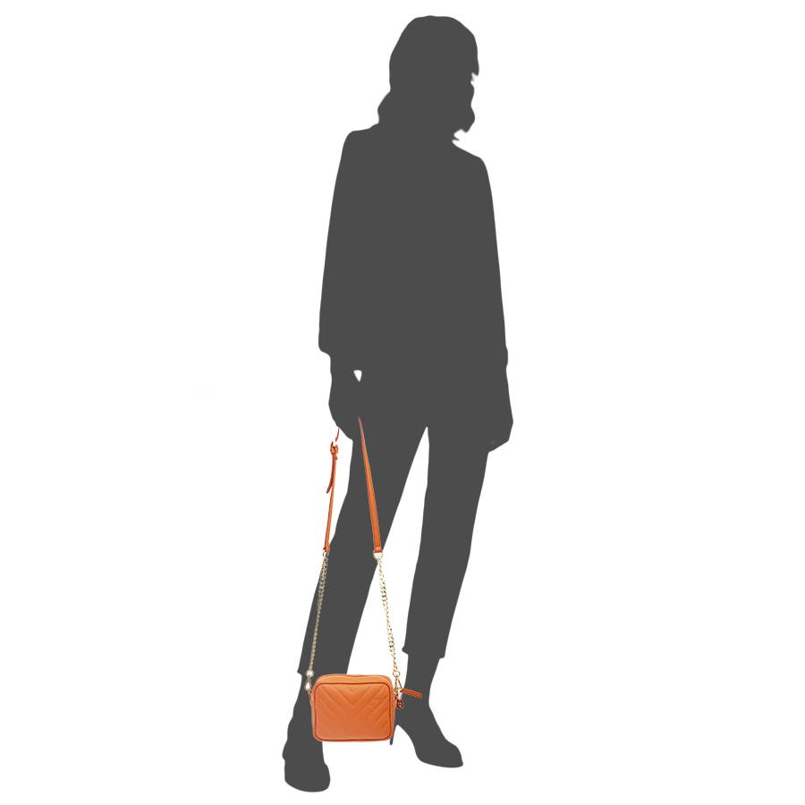 Laura Di Maggio COCCA – Borsa da Sera in Pelle Soft Trapuntato – Arancione Vendita Calda