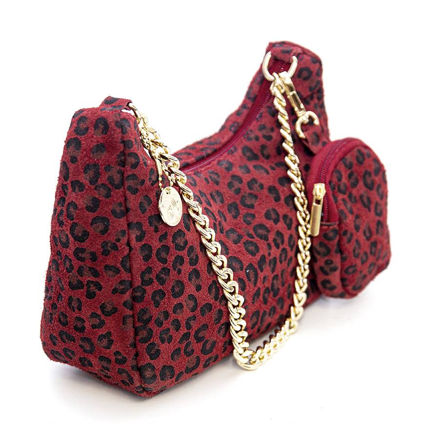 Laura Di Maggio AVANA – bag in camoscio con stampa animalier rossa In Saldo