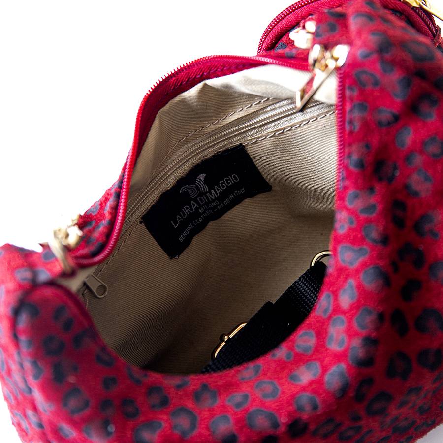 Laura Di Maggio AVANA – bag in camoscio con stampa animalier rossa In Saldo
