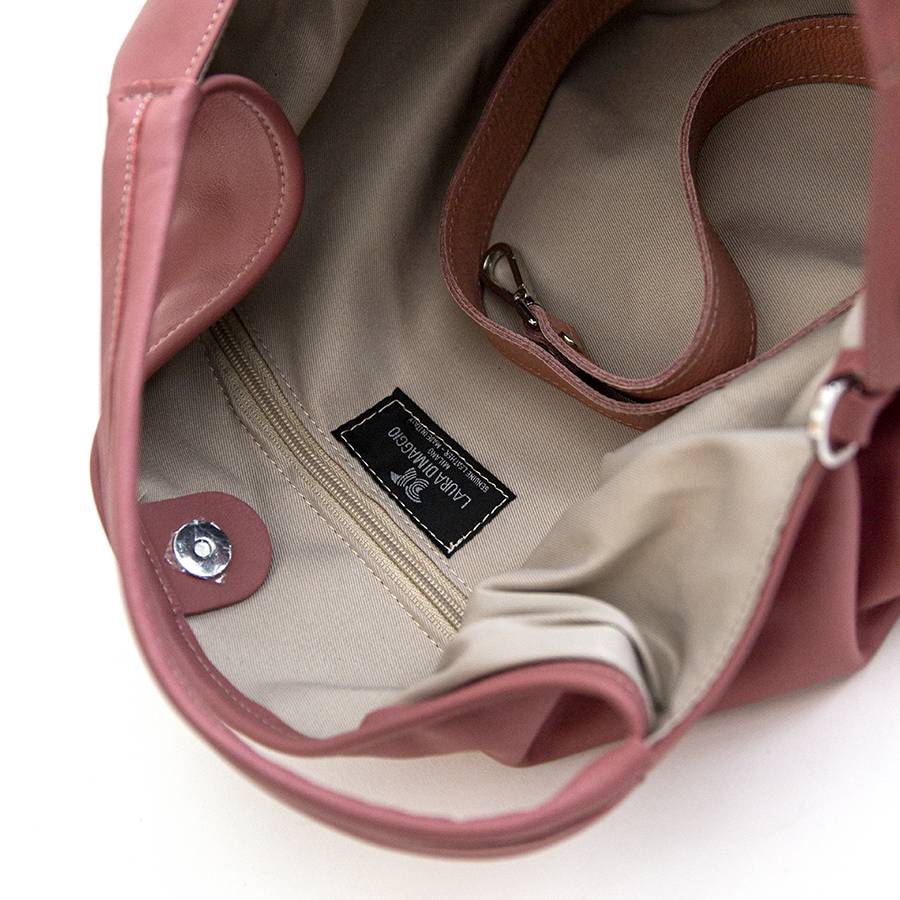 Laura Di Maggio ELSA – Sacca maxi in pelle nappa rosa malva Italia