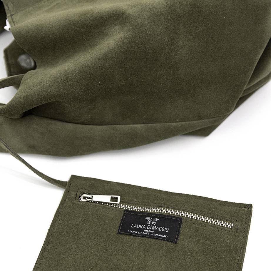 Laura Di Maggio LE SAC – sacca in pelle camoscio verde militare Promozione