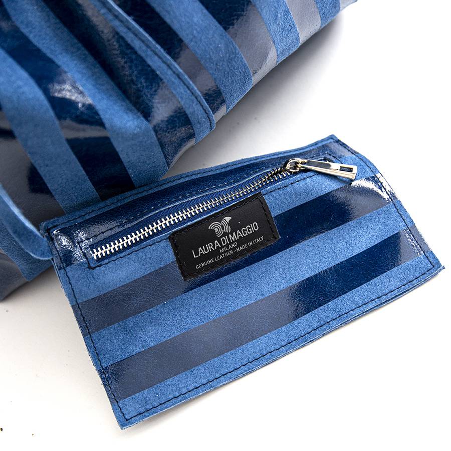Laura Di Maggio LE SAC – sacca in pelle a righe blu Qualità Garantita