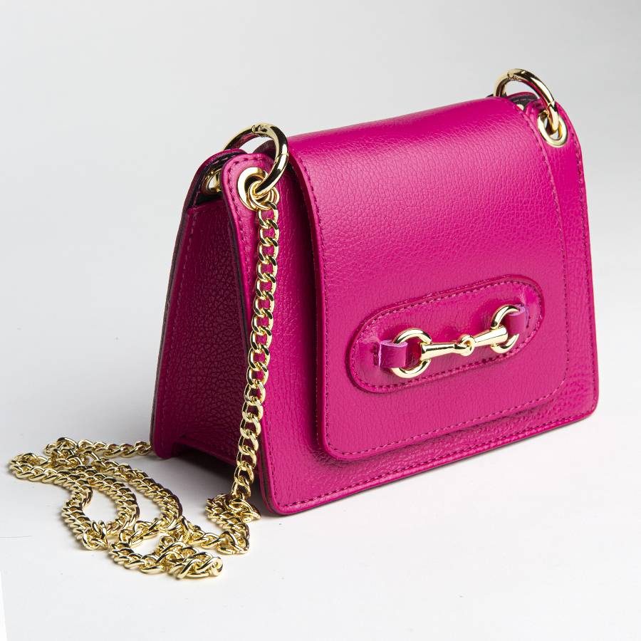 Laura Di Maggio FIONA – postina in pelle con morsetto fucsia Acquista Ora